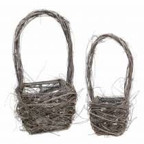 Panier décoratif en osier avec poignée naturel H36.5cm H45cm lot de 2