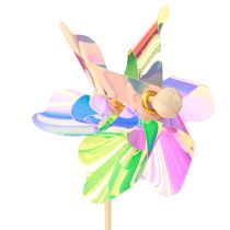 Article Moulin à vent à moulinets irisés colorés sur bâton Ø8,5cm 10 pièces