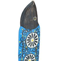 Article Décoration en bois poisson coloré à suspendre bleu et vert 38cm 2 pièces