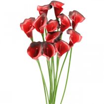 Article Fleurs artificielles Calla rouge bordeaux en bouquet 57cm 12pcs
