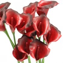 Article Fleurs artificielles Calla rouge bordeaux en bouquet 57cm 12pcs