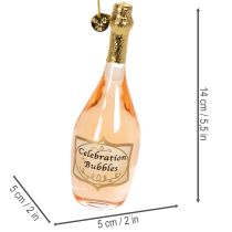 Article Ensemble de décorations pour sapin de Noël, verre et bouteille de champagne, décoration de Noël, 14 cm, 2 pièces