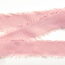 Article Ruban en mousseline de soie rose avec franges 40 mm 15 m