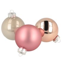 Article Boule de Noël en verre rose crème Ø60mm 24 pcs