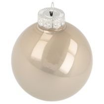 Article Boule de Noël en verre rose crème Ø60mm 24 pcs
