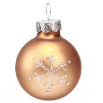 Article Boules de sapin de Noël en verre mini perle or blanc Ø3cm 9 pcs