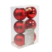 Article Boules de Noël rouges en plastique, 8 cm, lot de 6