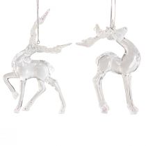 Article Décoration d&#39;arbre de Noël cerf figurine décorative acrylique 12,5/15cm 2pcs