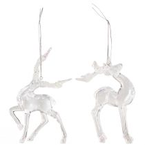 Article Décoration d'arbre de Noël cerf figurine décorative acrylique 12,5/15cm 2pcs