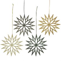 Article Décorations pour arbres de Noël décoration flocon de neige en bois vert 10cm 12 pcs