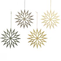 Article Décoration de sapin de Noël flocons de neige décoration bois vert 15cm 8 pcs