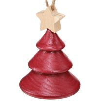 Article Décorations de sapin de Noël en bois de sapin rouge blanc 7,5 cm 6 pièces