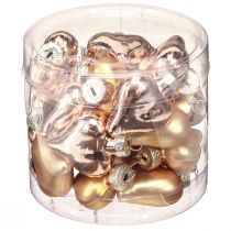 Article Décorations de Noël, ornements pour sapin de Noël, cœurs dorés, 3 cm, lot de 24