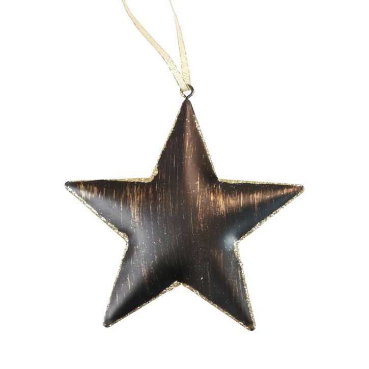 Décorations de sapin de Noël étoile décorative métal noir doré Ø11cm 4pcs