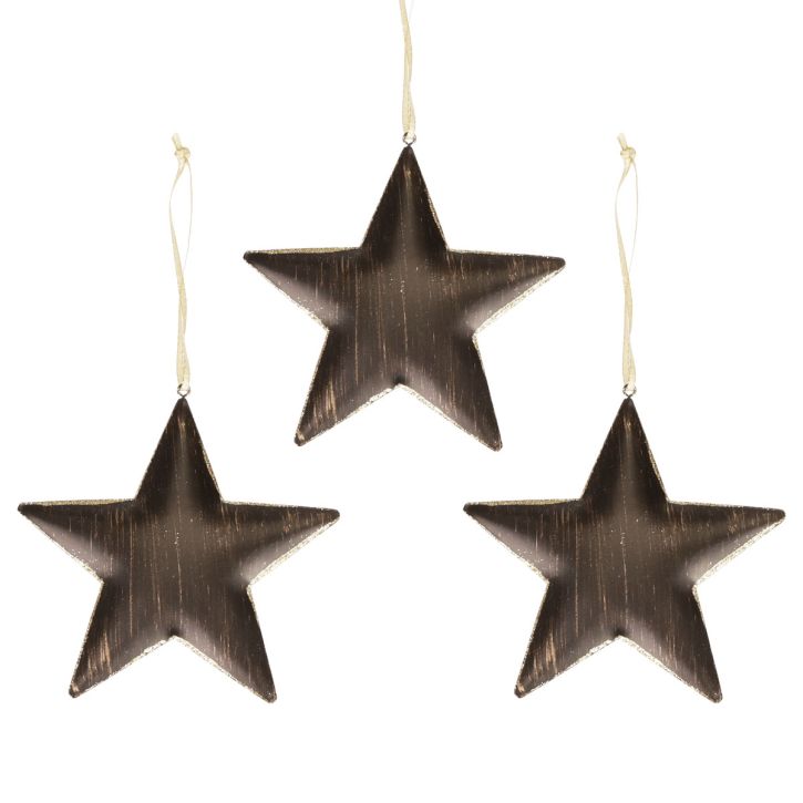 Article Décoration de sapin de Noël étoile métal noir doré Ø15cm 3pcs