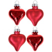 Décorations pour sapin de Noël coeurs rouges 3cm 22 pcs