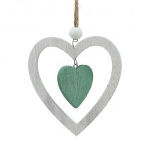 Article Décorations de Noël en Bois Vert et Blanc, Lot de 9, 10 cm