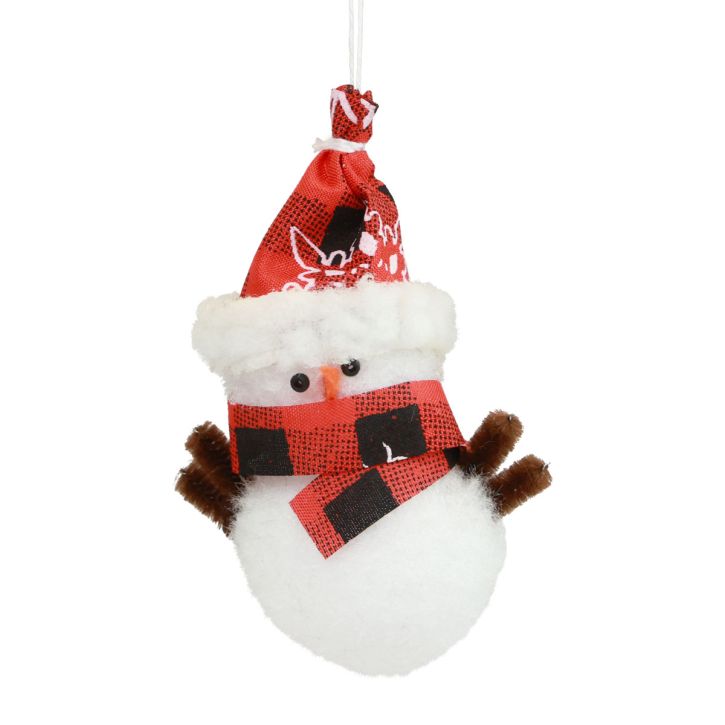 Article Set de 4 décorations de Noël - Bonhommes de neige avec chapeau - H9cm