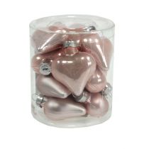 Article Mini coeurs en verre rose 4cm 12 pcs