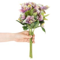 Article Bouquet de roses artificielles de Noël à fleurs violettes, 35 cm, 6 pièces