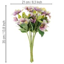 Article Bouquet de roses artificielles de Noël à fleurs violettes, 35 cm, 6 pièces