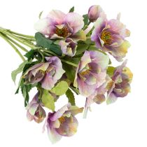 Article Bouquet de roses artificielles de Noël à fleurs violettes, 35 cm, 6 pièces
