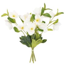 Article Bouquet de roses artificielles blanches décoratives de Noël, 40 cm, lot de 4