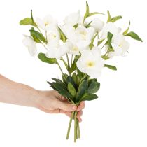 Article Bouquet de roses artificielles blanches décoratives de Noël, 40 cm, lot de 4
