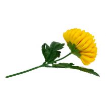 Article Chrysanthèmes jaunes en soie, Ø 7 cm, longueur 18 cm, 4 pièces