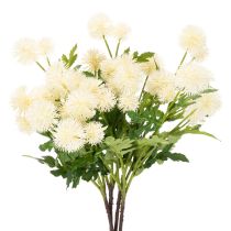 Article Chrysanthèmes artificiels, bouquet blanc crème, branche décorative, grande taille 56 cm, lot de 4