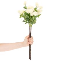 Article Chrysanthèmes artificiels, bouquet blanc crème, branche décorative, grande taille 56 cm, lot de 4