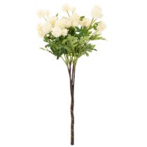 Article Chrysanthèmes artificiels, bouquet blanc crème, branche décorative, grande taille 56 cm, lot de 4