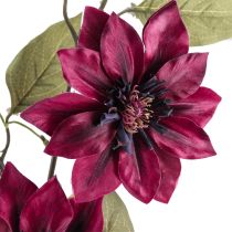 Article Clématite artificielle 3 fleurs fleurs artificielles Bordeaux 81cm 2pcs