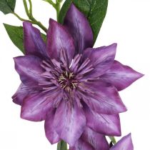 Clématite artificielle, fleur de soie, branche décorative avec fleurs de clématite violette L84cm