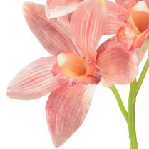 Article Orchidée cymbidium artificielle 5 fleurs pêche 65cm