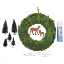 Coffret DIY couronne de mousse couronne de porte forêt d&#39;hiver Noël Ø34cm