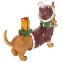 Article Figurine décorative de teckel avec emballage cadeau et chapeau, 18 cm
