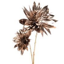 Article Fleur de dahlia artificielle, à longue tige et à deux fleurs, 75 cm