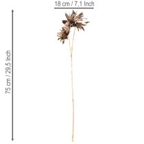 Article Fleur de dahlia artificielle, à longue tige et à deux fleurs, 75 cm