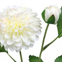 Article Dahlia fleurs artificielles vert crème 2 fleurs 60cm