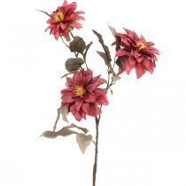Article Fleur artificielle dahlia rouge, fleur en soie automne 72cm Ø9/11cm