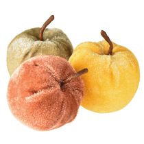 Article Pommes décoratives en tissu velours pomme marron jaune Ø5cm H6cm 12 pcs