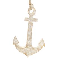 Article Ancre décorative en bois blanc essuyé pour suspension 30,5 cm