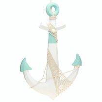 Article Ancre décorative blanche bleue décoration maritime à suspendre H58,5cm
