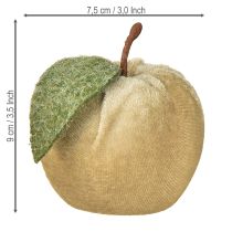 Article Pomme décorative en velours avec feuille marron jaune Ø7,5 cm H9 cm 9 pièces