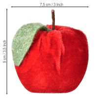 Article Tissu décoratif pomme avec feuille velours et feutre rouge Ø7,5cm H9cm 9 pcs