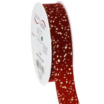 Article Ruban décoratif rouge foncé moucheté doré 15 mm 20 m