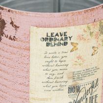 Article Boîte décorative en métal, rose antique, pour planter, Ø11cm H10,5cm