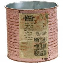 Article Pot de fleurs boîte décorative ronde vieux rose jardinière en métal Ø8cm H7.5cm