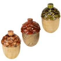 Article Glands décoratifs décoration de table en bois vert orange rouge H10cm 3 pièces
